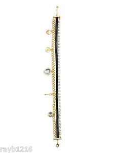 NWT Guess Gold Metal-Clear Rhinestones Black Ribbon Wrap Charm Bracelet - Picture 1 of 1