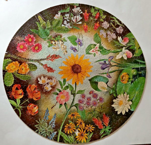 Vintage 1965 Springbok Circular Puzzle Wild Flowers By Maynard Reece -1 missing