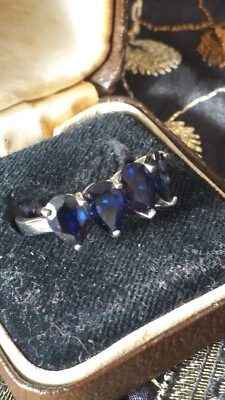 Anello vintage anni 90 in argento sterling 925 con zaffiro misura UK N 1/2, U... - Immagine 1 di 4