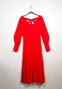 Whistles Dress Size 12 Red Midi Long Sleeve Occasion Evening Wedding Guest - Picture 1 of 12