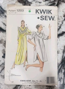Vintage Kwik Sew Sewing Pattern 1203 Night Shirt Gown Sleepwear 1980s UC & FF - Picture 1 of 3