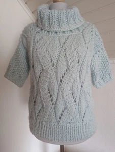 HANDMADE UNIKAT PULLOVER MIT ROLLKRAGEN SELBSTGESTRICKT  KUSCHELIG GR. 40/42 NEU - Bild 1 von 4