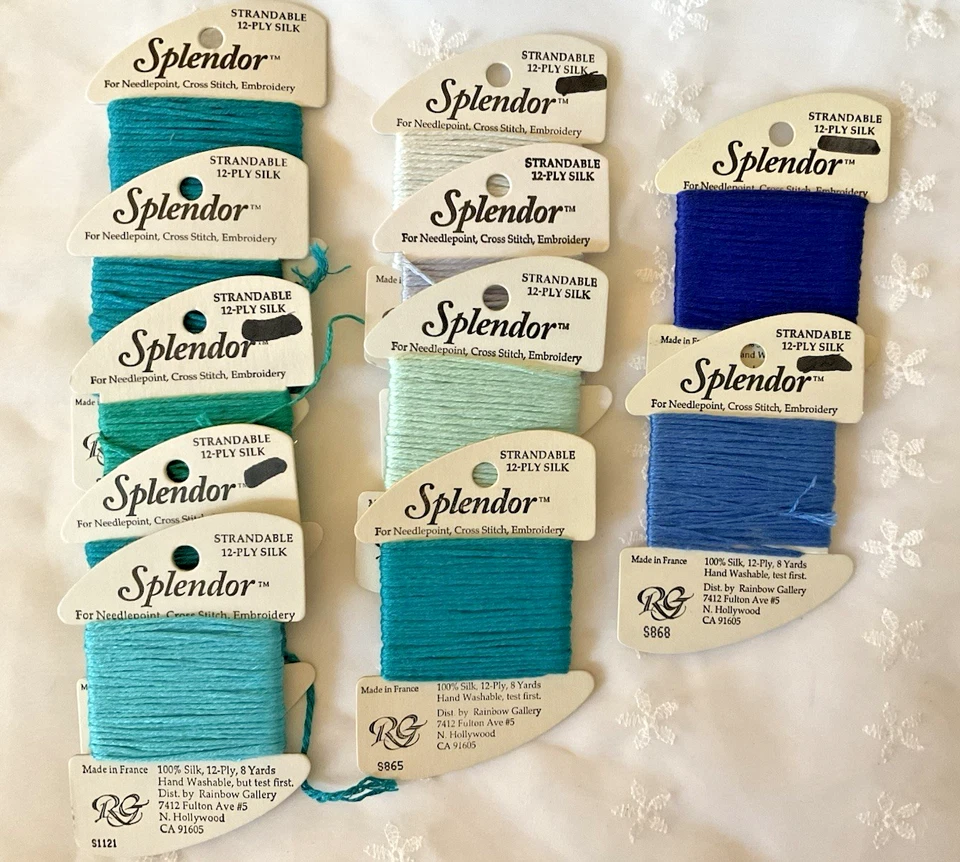 Rainbow Gallery Needlepoint Embroidery Thread Lot of 11 Splendor Shades of Blue - Image 1 of 4