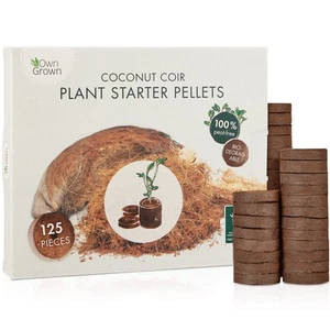 Coco Coir Seed Starter Pellets: 125 Coconut Coir Plugs for Growing Plants - P... - Picture 1 of 7