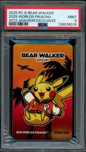 Pokemon PSA 9 Pikachu Pokemon Worlds 2025 Bear Walker Anaheim Skateboard - Picture 1 of 2