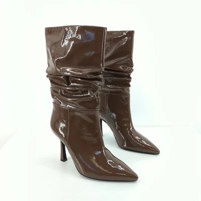 Jeffrey Campbell Women 5.5 Guillo Boots Light Brown Slouched Faux Leather FLAW - Image 1 of 4