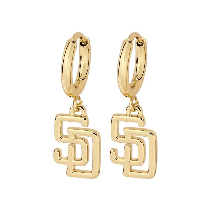 Pendientes Huggie Bijoux Sport por Luv Aj MLB San Diego Padres Chapados en Oro Logo Foto 1 de 1