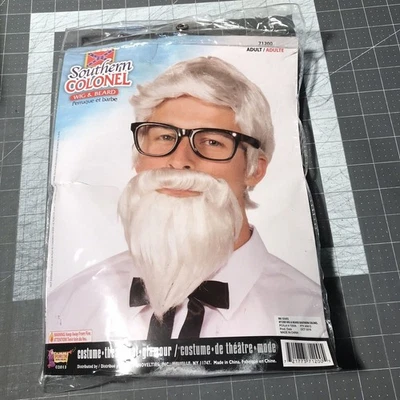 Juego de peluca y barba Southern Coronel blanco pelo sintético disfraz conjunto de personajes Foto 1 de 3