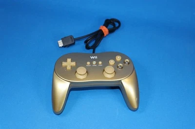 OEM OFFICIAL NINTENDO WII GOLD CLASSIC PRO CONTROLLER GOLD RVL-005 ZELDA VG - Image 1 of 3