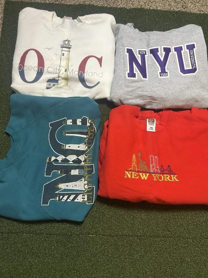 Lote de 4 sudaderas vintage de los 90 80 cuello redondo con capucha suéter estilo retro Foto 1 de 4