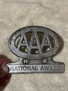 Vtg AAA National Award License Plate Topper Trunk Lid Emblem Bumper Badge - Picture 1 of 9