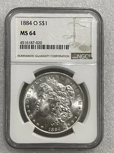 Dólar de plata O Morgan 1884 NGC MS 64 ~ blanco explosivo ~~ (020) - Imagen 1 de 2