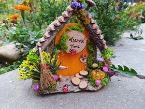 Harvest time fairy door, miniature garden, wooden fairy door, fairy furniture - Picture 1 of 5