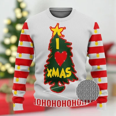 Я люблю Xmas уродливый Рождественский свитер, смешной праздничный свитер - Изображение 1 из 3