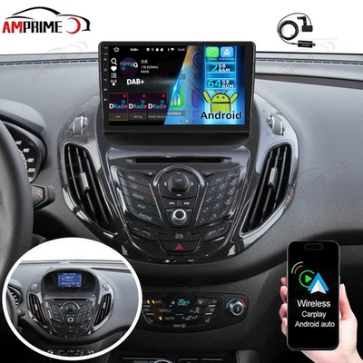 AMPRIME Radio de coche DAB+ Android 15 GPS para Ford Transit Connect 2014-2018 CarPlay 2+64G