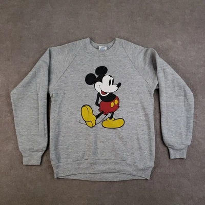 Sudadera De Colección Mickey Mouse Para Mujer Gris Medio Disney Cuello Redondo Años 80 EE. UU. Z Foto 1 de 4