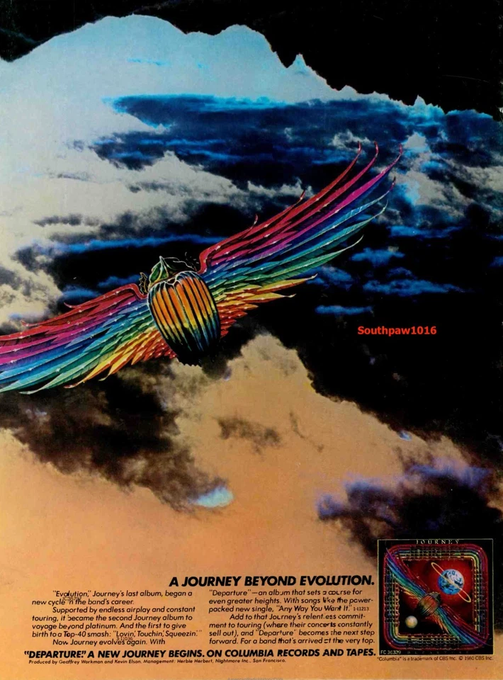 1980 Journey 'Departure/Any Way You Want It' Release Industry Promo Reprint Ad - Image 1 of 1