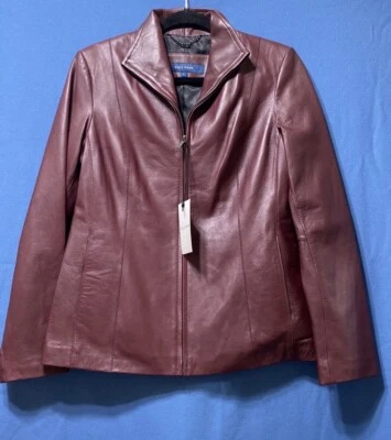 Nueva Chaqueta de Cuero Cole Haan con Cremallera y Dos Bolsillos Talla 8 Cuero Italiano Foto 1 de 4