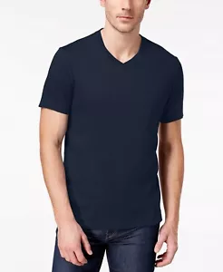 New $95 Club Room Men'S Blue Short-Sleeve Cotton Tee V-Neck Top T-Shirt Size S - Picture 1 of 1