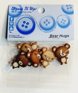 Dress It Up Novelty Buttons - Bear Hugs - Crafts, Jewellery, Cake Making - Picture 1 of 2
