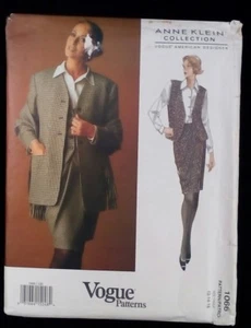 VOGUE 1066 American Designer ANNE KLEIN Jacket Vest Skirt Scarf  12-14-16 UNCUT - Picture 1 of 5