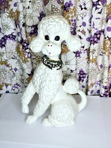 Vintage White Ceramic Standing Poodle 11.5" Mid-Century Groovy Decor MCM Dog - Picture 1 of 12