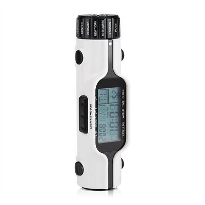 Flashlight LED Digital World Time Travel Alarm Clock Multi Time Zone Thermometer - Image 1 of 4