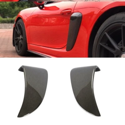 Cubierta de ventilación de aire de guardabarros lateral de fibra de carbono para Porsche 718 Boxster Cayman 2016-2020 Foto 1 de 4