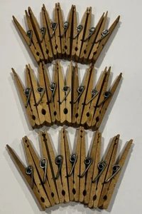 21 Wooden Springy Clothes Pins Excellent Used Condition 3-1/4”T x 3/4”W - Picture 1 of 4