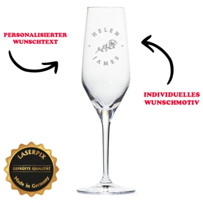 Sektglas mit Gravur Personalisiertes Geschenk Hochzeit Braut Verlobung Name - Bild 1 von 2