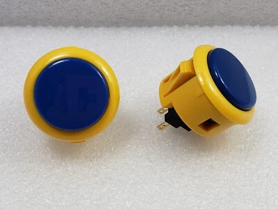 2 x Japan Sanwa Mix Buttons Yellow Royal Blue OBSF-30-Y/MB Video Arcade Parts - Image 1 of 4