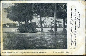 1905 - Pisa - Piena dell'Arno - I giardinetti di V.le Umberto I - Foto 1 di 1