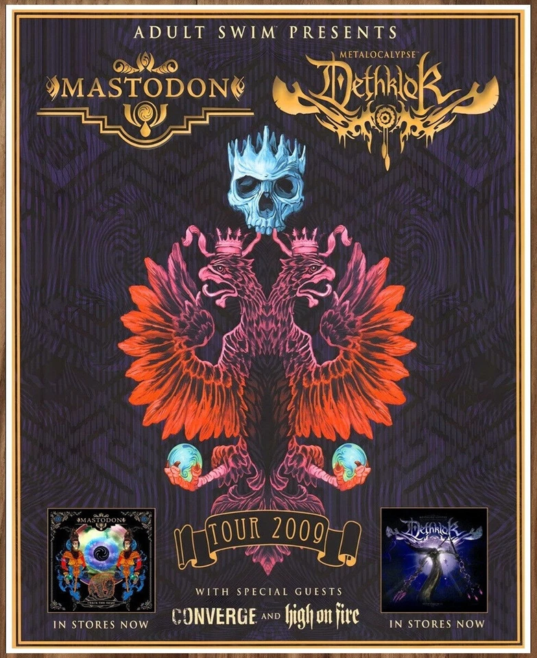 MASTODON | DETHKLOK | CONVERGE | HIGH ON FIRE Adult Swim Tour Ltd Ed RARE Poster - Image 1 of 1
