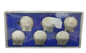 VINTAGE SILBER Farbe Muschel MUSCHEL SERVIETTENRINGE 6ER SET IN OVP - Bild 1 von 4