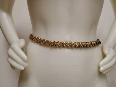 Cinto de cintura elástico disco redondo bronze dourado 23" além de elegante moda desgaste  - Imagem 1 de 4