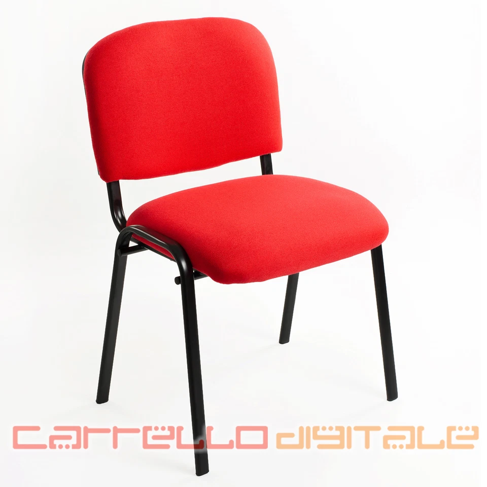 NOTEK 6 SEDIE - SEDIA D'ATTESA IMBOTTITA - IDEALE PER UFFICIO, STUDIO O SALA. ROSSO