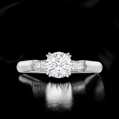 Wedding Ring 18k White Gold IGI Certified Lab Created 1.20 Ct Diamond Round Cut  - Image 1 of 4