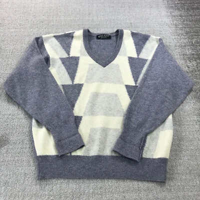 Vintage Jaeger Sweater Mens 44 Pullover Gray Beige VTG Scotland Lambswool Golfer - Image 1 of 4