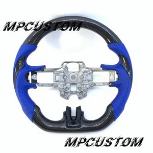 Blue Leather Carbon fiber Steering Wheel For Ford Mustang SHELBY GT350R 2018+ - Picture 1 of 7