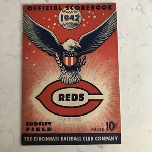 1942 Cincinnati Reds Baseball Scorecard vs Cubs Unscored HIGH GRADE!!๐ฅ 9/7/42 - Picture 1 of 5