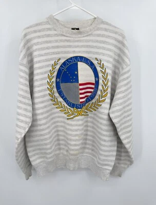 Rare VTG HL MILLER Gold Alaska Striped Sweatshirt 90s XL - Image 1 of 4