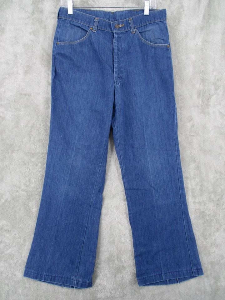 Pantalones de mezclilla Farah vintage para mujer 8 piernas anchas acampanadas lavado oscuro solapa bolsillos retro informales Foto 1 de 4