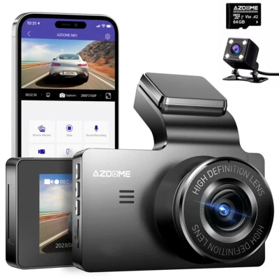 AZDOME Front and Rear Dash Cam 1080P WiFi DVR Camera 24H Park Mode Night Vision - image 1 of 4