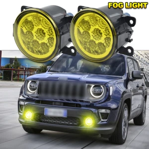 Pair LED Front Bumper Yellow Fog Lights Lamp Bulbs For 2015-2018 Jeep Renegade - Picture 1 of 11