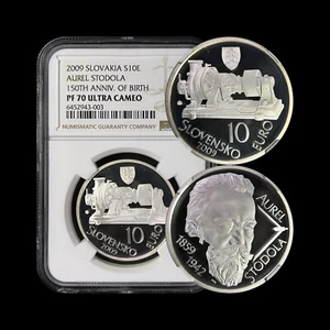 SLOVAKIA. 2009, 10 Euro, Silver - NGC PF70 - Top Pop 🥇 Stodola, Steam Turbine - Picture 1 of 6