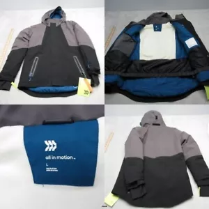 All in Motion Ski Jacket Youth Large Black Gray Colorblock Hooded Snow Board NEW - Picture 1 of 15