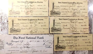 Lote de 6 First National Bank Check Barnegat Light Lighthouse NJ Vintage 1912-40 - Imagen 1 de 1