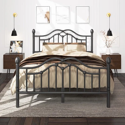 E-MOTIE Metal Platform Bed Frame Twin Full Queen Size with Headboard and Footboard