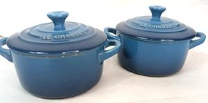 Le Creuset 8 oz Cocotte Covered Casserole Dishes Blue 13-23 Stoneware France - Bild 1 von 8