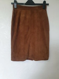 True Vintage Wildleder braun Bleistift hoch tailliert Rock Größe 8  - Bild 1 von 4
